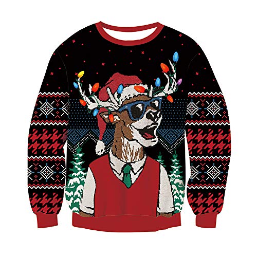 RAISEVERN Weihnachtspullover Herren Rentiere Hässliche Lustige Xmas...