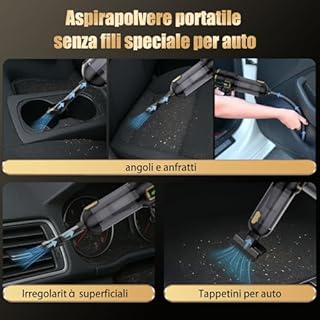 Lyiazsoy Aspirapolvere senza fili per auto, potente mini aspirapolvere da 27000PA, aspirapolvere portatile ricaricabile, ideale per pulire gli spazi ristretti di veicoli, case e uffici