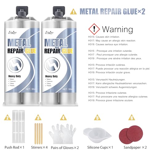 Metallkleber - 100ml Metallkleber Extra Stark, 2k Flüssigmetall Kleber zum Reparieren des Rissischen Metalls, Keramik, Kunststoffs, Holz, Metalllegierungen - Metallkleber Hitzebeständig, Wasserdicht