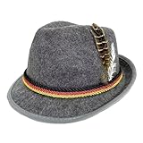 Generisch Trachtenhut Hut Wiesn Herren Damen Oktoberfest Filzhut mit Feder Oktoberfest Retro Hut Mit Feder Trachtenhut Filz mit Kordel & Deko Bierfest für Volksfest Karneval Bühne Kostüm Accessoire