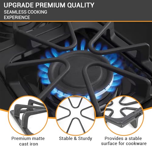 Image of Upgraded W10447925 Gas Stove Burner Replacement for Whirlpool Stove Parts,Cast Iron Stove Grate Kenmore Maytag Gas Range Part Amana Inglis Kirkland Cooktop Stove Accessories 4Pcs Stove Top Grates Rack