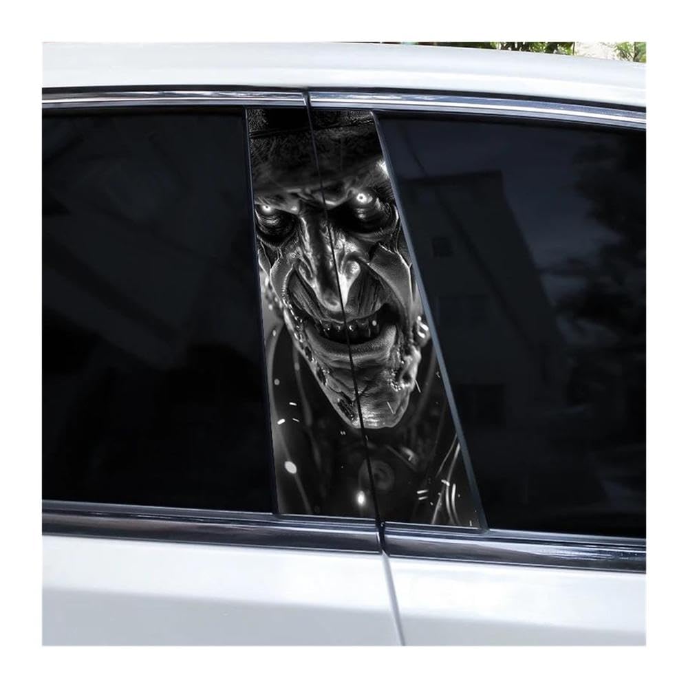 Decorative Items 2pcs Horror Demon Stickers Car Window Pillar Decoration Decal Vinyl Waterproof Stickers(C)