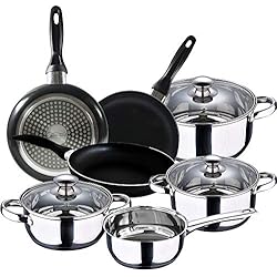Ollas Y Sartenes San Ignacio San Ignacio - Cocina - Batería 7 piezas Faro y Set 3 sartenes Ø16/Ø20/Ø24 cm, aluminio prensado, antiadherente, inducción, Negro