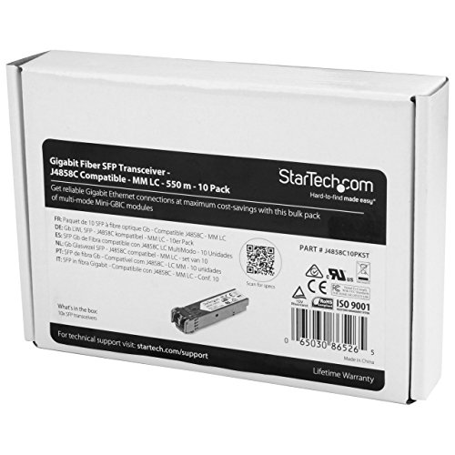 Image of StarTech.com 10 Pack HPE J4858C Compatible SFP Module - 1000BASE-SX - 1GbE Multi Mode (MMF) Fiber Optic Transceiver - 1GbE SFP - LC 550m - 850nm - DDM HPE 1400, 1700, 1820 (J4858C10PKST)