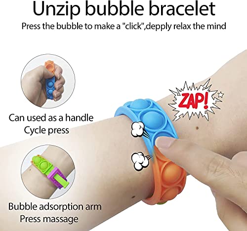 Image of (Pack of 6) Pop It Band, Kids Bracelet Fidget Toys,Pop it Band Bracelet, Wearable Sensory Bracelets for Autism Special Toy for Kids and Adults