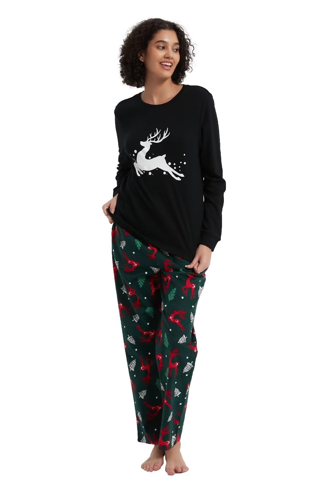 GLOBAL Pigiama Donna FlanellaDonna Pigiami Cotone Maniche Lunghe Pigiami Due Pezzi da Donna Pjs Confortevole Sleepwear Caldo Morbido