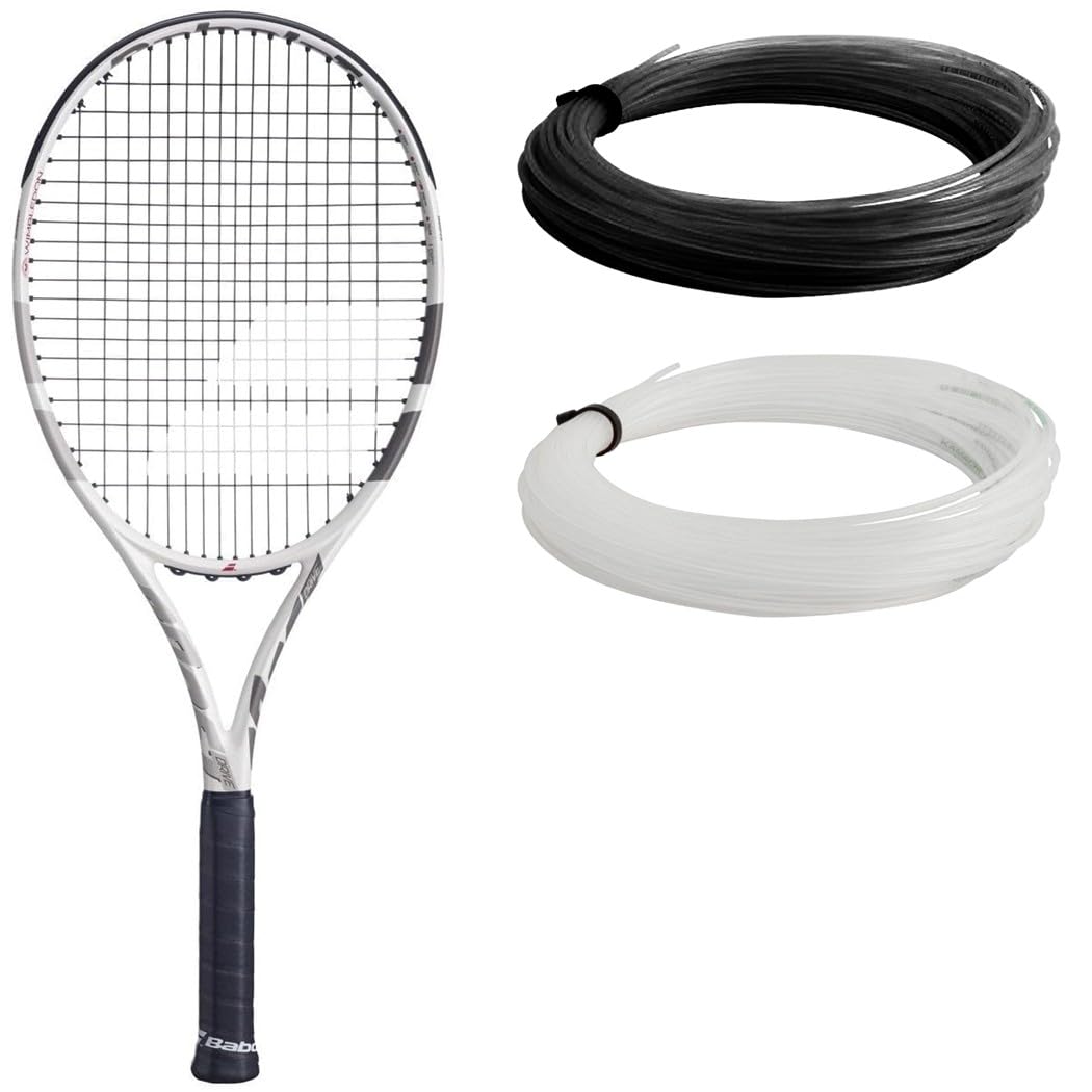 Babolat Boost Wimbledon - Raqueta de tenis con cuerdas, edición limitada, crema/marfil/beige oscuro, encordada con 16 g Babolat Syn Gut a tensión de rango medio