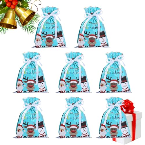 クリスマス パッケージング バッグ - クリスマスキャンディ包装袋 8点セット - 繰り返し使える クッキーツリー飾り 子供大人共用 パーティー用小物入れ プレゼント袋