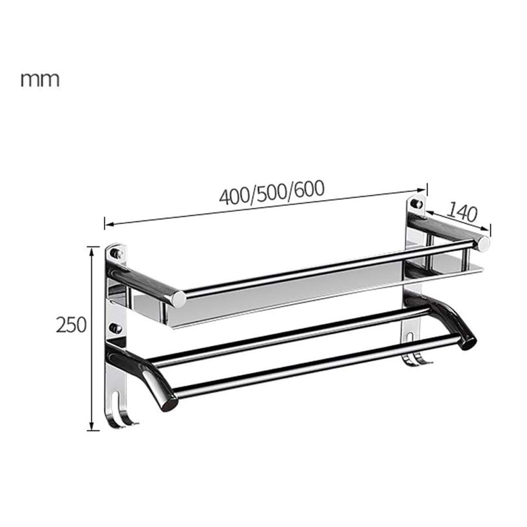 Mensola da Bagno, portasciugamani con Barra in Vetro e Binario in Acciaio Inox, Finitura Resistente alla ruggine, Montaggio a Parete (Dimensioni: