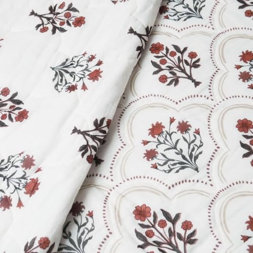 Image of Peepul Tree Hand Printed 100% Cotton Malmal Queen Bed 90 x 108 Inches