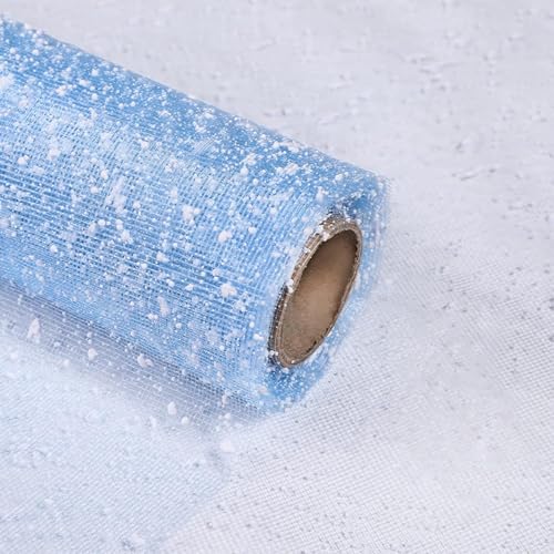 Pandeji Flower Wrapping Mesh DIY Snow Dot/Net Yarn for Floral Bouquet and Chocolates Wrapping 4Yards/50CM Width (Light Blue Color)
