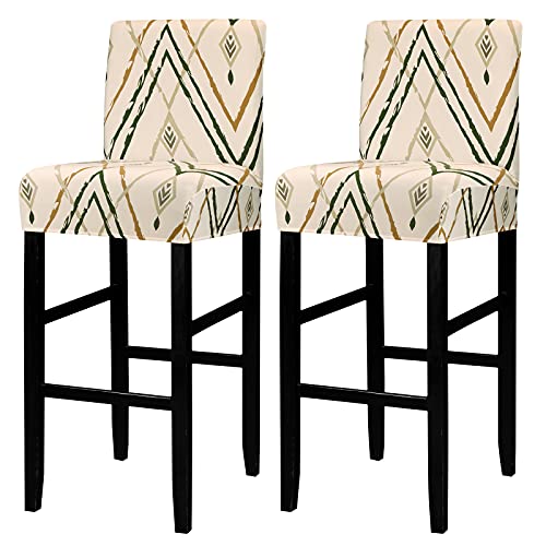 Image of Lellen Bar Stool Chair Covers Set of 2,Jacquard Bar Stool Cover Barstool Covers Slipcovers Stretch Bar Stool Covers with Backs Bar Stool Protector Covers for Kitchen Dining Room Counter Island