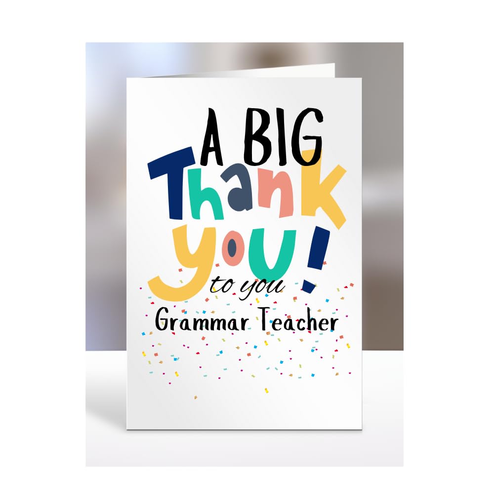 Grammar Teacher card, Thank You, Thanks, Thankyou, Miss you Goodbye, Farewell, Gifts for men, women, presents for Christmas, female, male, A5-150_89 โ image 1