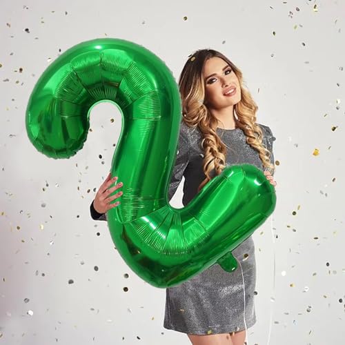 Image of Number Balloons Green Party Balloon - Giant Number 2 Balloon, 40 Inch Large Balloon for St. Patrick's Day Games Theme Birthday Decoration, Girls Boys Party Supplies