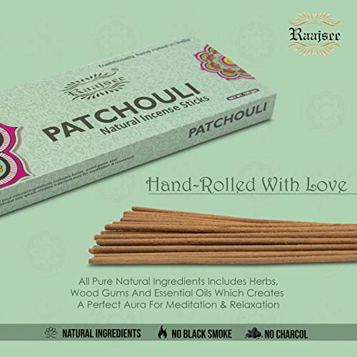 Raajsee RJ-01 Patchouli Incense Sticks 100 Gm Pack-100% Pure Organic Natural Hand Rolled Free From Chemicals-Perfect thumb #6