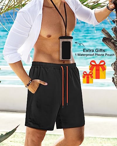 Fasker Mens Swim Trunks with Compression Liner 7" Inseam Quick Dry Bathing Suit Beach Shorts Swimming Trunks with Pockets3