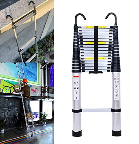 Échelle télescopique de 5 m avec 2 Crochets, antidérapante, 13 échelons, Portable, pour l'extérieur et l'intérieur, capacité de Charge de 150 kg