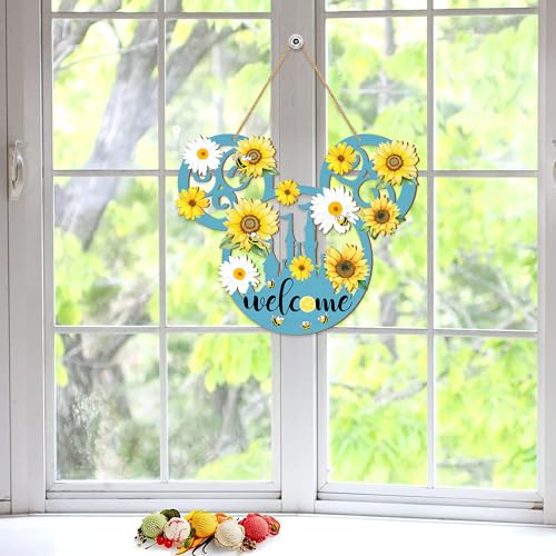 Summerwelcomedoorsignmouseshapedbeessunflowerwoodenhangingsignflowersfrontdoordecorationswallartforsummerindooroutdoorhomeyardgardendecorblue  Urban Country Home Decor Summer welcome door sign mouse shaped bees sunflower wooden hanging sign flowers front door decorations wall art for summer indoor outdoor home yard garden decor blue  urban country home decor