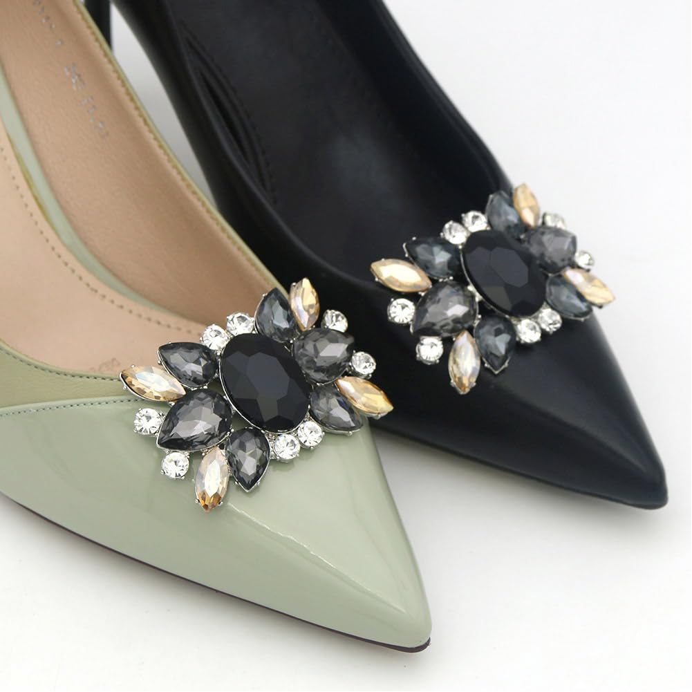 1 Pair Rhinestone Crystal Shoe Clips Wedding Party Prom Shoe Clips Buckles Decorations Elegant Women Heels Charms Beaded for Craft Jewelry Lady Heels Clothing Bags Hats Dress Decor — view 6