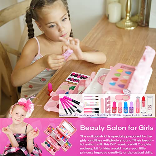 Herapfann HERAPFANN-05 Kids Makeup Kit For Girl - Kids Makeup Kit Toys For Girls,Play Real Makeup Girls Toys, Washable Make Up For Little Girls, Non Toxictoddlers Pretend Cosmetic Kits,Age4-12 Year Old Children Gift thumb #4