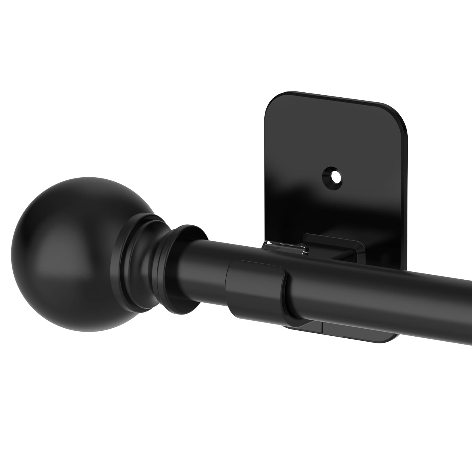 Sthumsup Curtain Rods No Drilling for Windows 48 to 84-90, 5/8 Inch Black Renter Friendly Adjustable Curtain Rod with 3M Adhesive Brackets