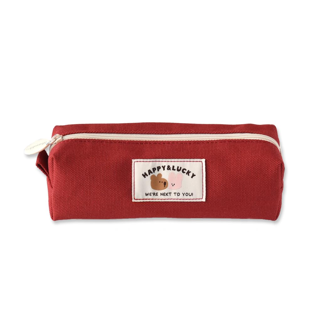 Monolike Happy and Lucky - Estuche para lápices, diseño de bloque, color rojo