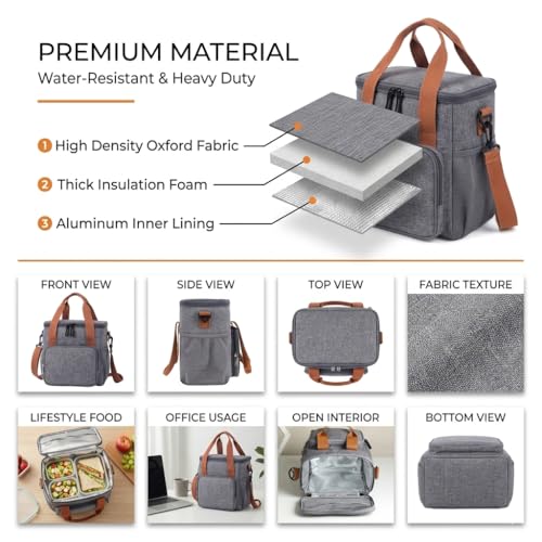 Image of SaleOn Insulated Lunch Bag for Office Men & Women | Large Tiffin Bag with Shoulder Strap | Leakproof, Water-Resistant Lunch Box Bag | Food Carry Tote for Travel & Work | 1 Year Warranty