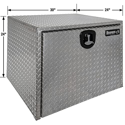 Image of Buyers Products 1705133 Diamond Tread Aluminum Underbody Truck Tool Box, 24 x 24 x 30, Made in USA, .100 in. Thick, Corrosion-Resistant, Locking Compression Latch, Secure Storage for Work Trucks