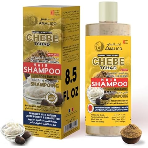 AMALICO Sulfate-free Hair Shampoo with Shea Butter & READY-TO-USE African Chebe Powder for Hair Growth 8.45 fl oz Cover
