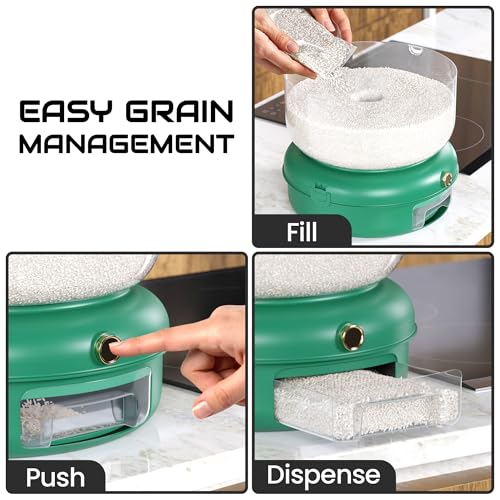 Rice & Multi-Grain Dispenser – Airtight 3-in-1 Rotating Food Storage with Strainer, Holds Up to 22 lbs (12 lb Bulk + 6 Compartments) - Image 6