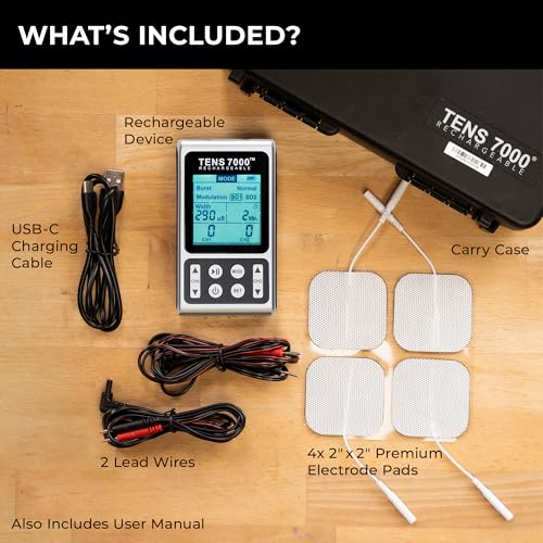 Image of TENS 7000 Rechargeable Elite TENS Unit Muscle Stimulator and Pain Relief Device - Advanced TENS Machine for Effective Back Pain, Nerve Pain and Muscle Pain Relief
