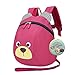 MCUILEE Mochila para Niños/PequeñA Bebes Guarderia Bolsa con Arneses de Seguridad,Rosa Roja