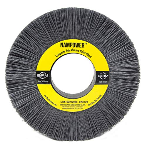 Image of Brush Research CW61022120SC Nampower Composite Hub Abrasive Nylon Wheel Brush, Round Hole, Silicon Carbide Filament, 6 inch Diameter, 0.022 inch Wire Diameter, 2 inch Arbor Hole, 1.5 inch Bristle Length, (Pack of 1)