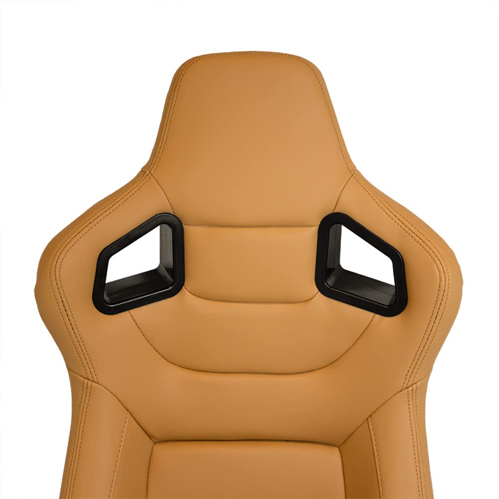 AutoStyle Siège baquet 'RK' - Beige Simili Cuir - Dossier réglable - incl. glissières