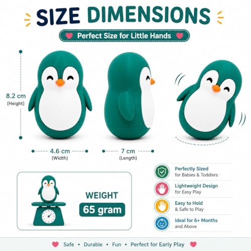 Image of Penguin Roly-Poly Toy, Tumble, Wobble, and Come Right Back(Forest Green and White)