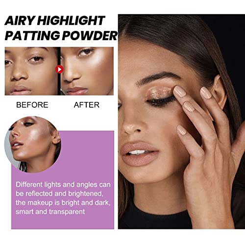 2 Pcs Polvo De Hadas, Body Glitter Fairy Highlight Patting Powder Highlighter Body Brightens The Natural Three-Dimensional Face Powder Blusher (02# Fairy Pink) #TOP5