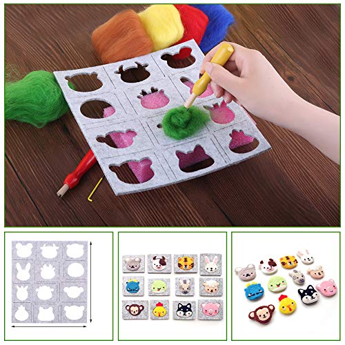78PCS Needle Felting Kit, Wool Felting Kit, 20 Colors Wool Roving for Needle Felting(10g/Color), Needle Felting Starter Kit with Wool Felt Mold, Felting Needle, Foam Mat, Felting Tool Holder