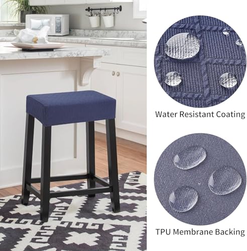 Image of YISUN Stool Covers Rectangle - 4 Pack Stretch Waterproof Saddle Seat Cover Counter Bar Stools Bar Chairs Covers Kitchen Island Chairs Cushion Protector (4, Argyle-Navy Blue)
