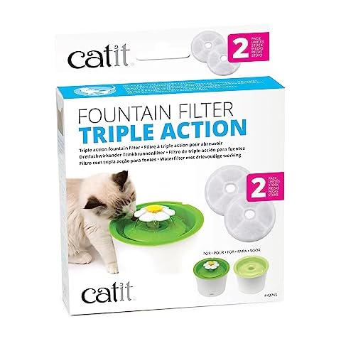 Catit Triple Action Replacement Original Water Fountain Filters, 2 Pack – Official Replacement Filters for Catit Cat Drinking Water Fountains Cover