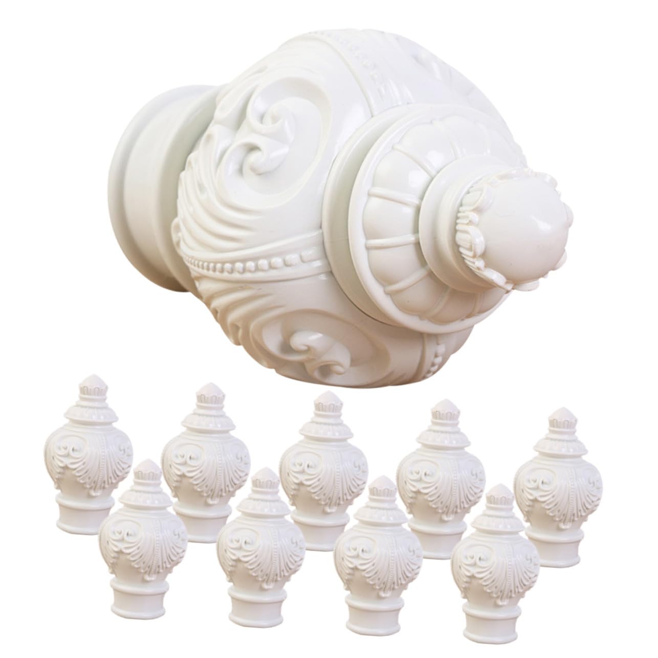 Gadpiparty Embouts pour Tringle à Rideaux en Plastique Blanc, Lot de 10