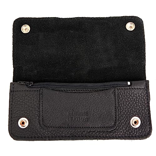 Image of Milwaukee Leather MLW7889 Men's 7.5 inch Black Premium Leather Soft Biker Wallet - Bi-Fold Anti-Theft Stainless Steel Chain