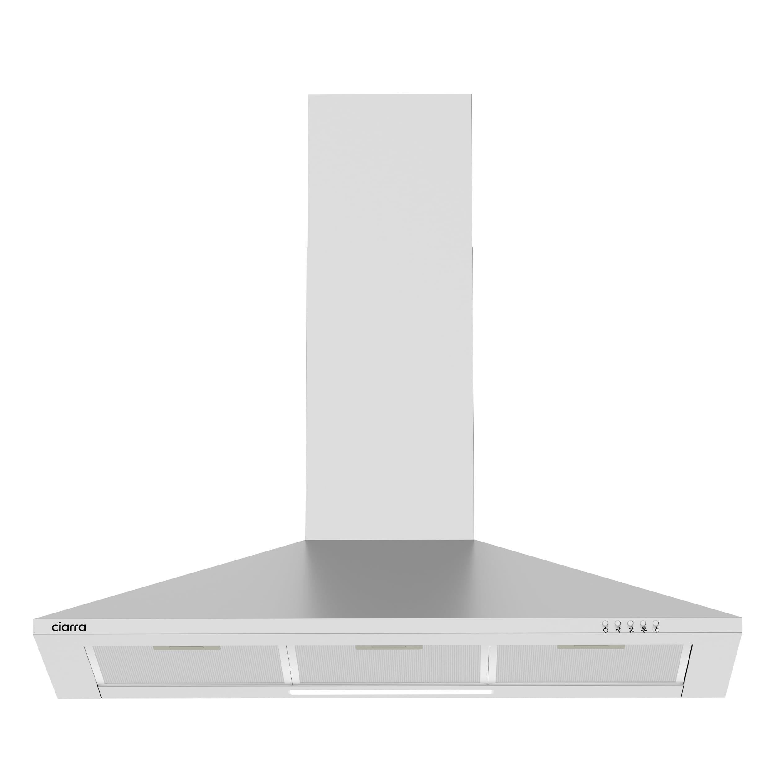 CIARRA Campana de Pared 90cm 380m³/h Campana Extractora Clase A Plateado | 3 Velocidades de Extracción -Luz LED - Acero Inoxidable Sin Carbón Activado