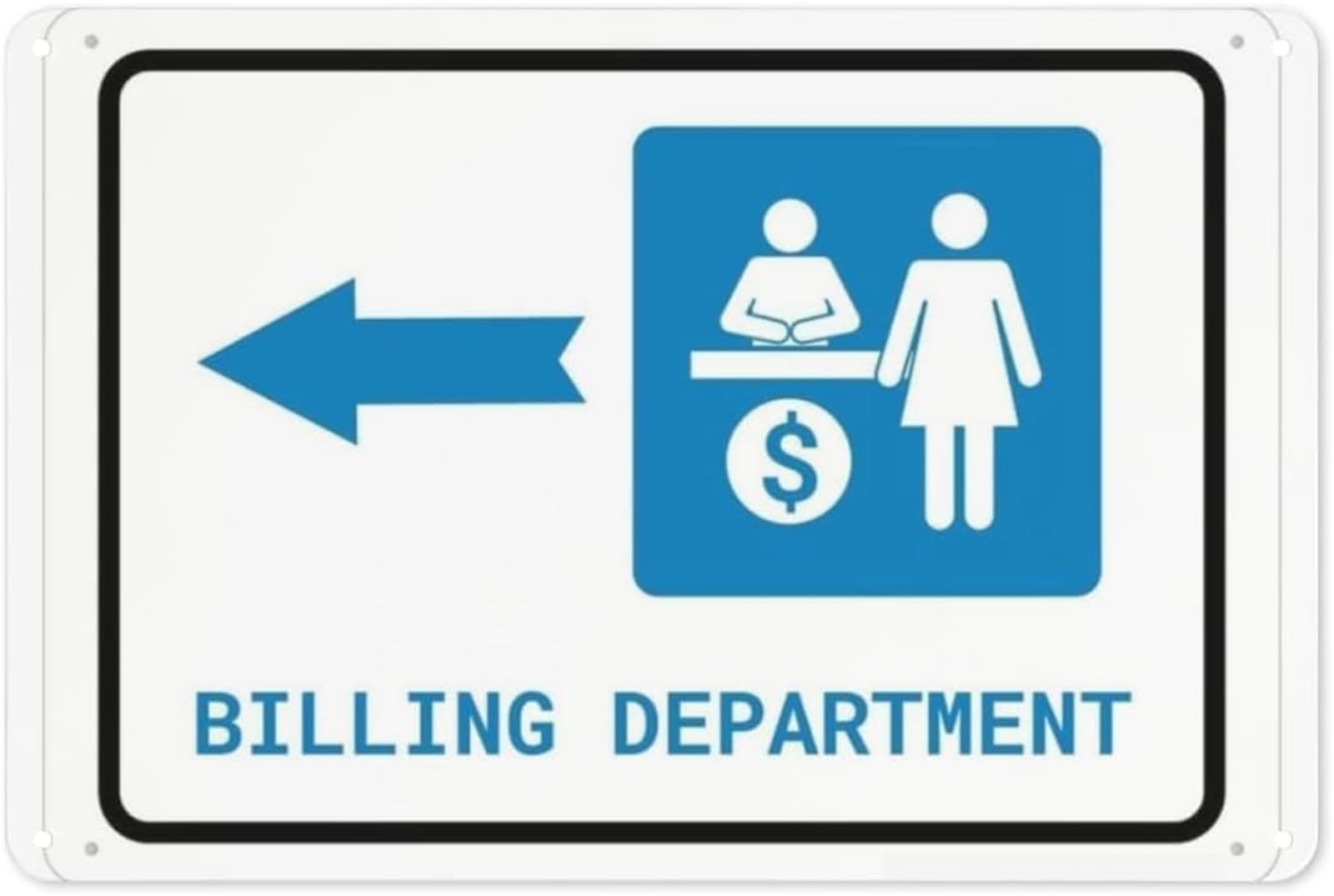 FNYUVNFAF Billing Department Wayfinding Metal Sign Left Arrow Retro Office Lobby Corridor Wall-Art 8 X 12 in