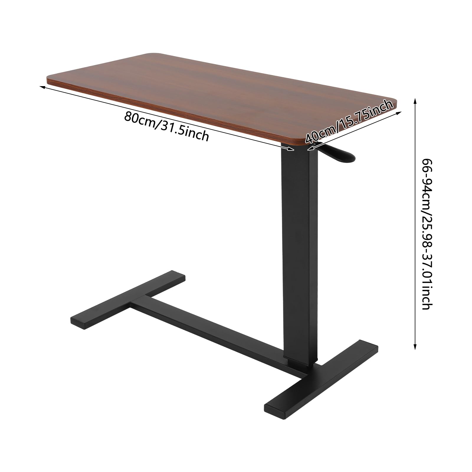 Mesa auxiliar de altura regulable de 80 x 40 cm, mesa plegable con 4 ruedas ocultas y altura 66-94 cm, mesa auxiliar robusta para cama, sofá y cuidado