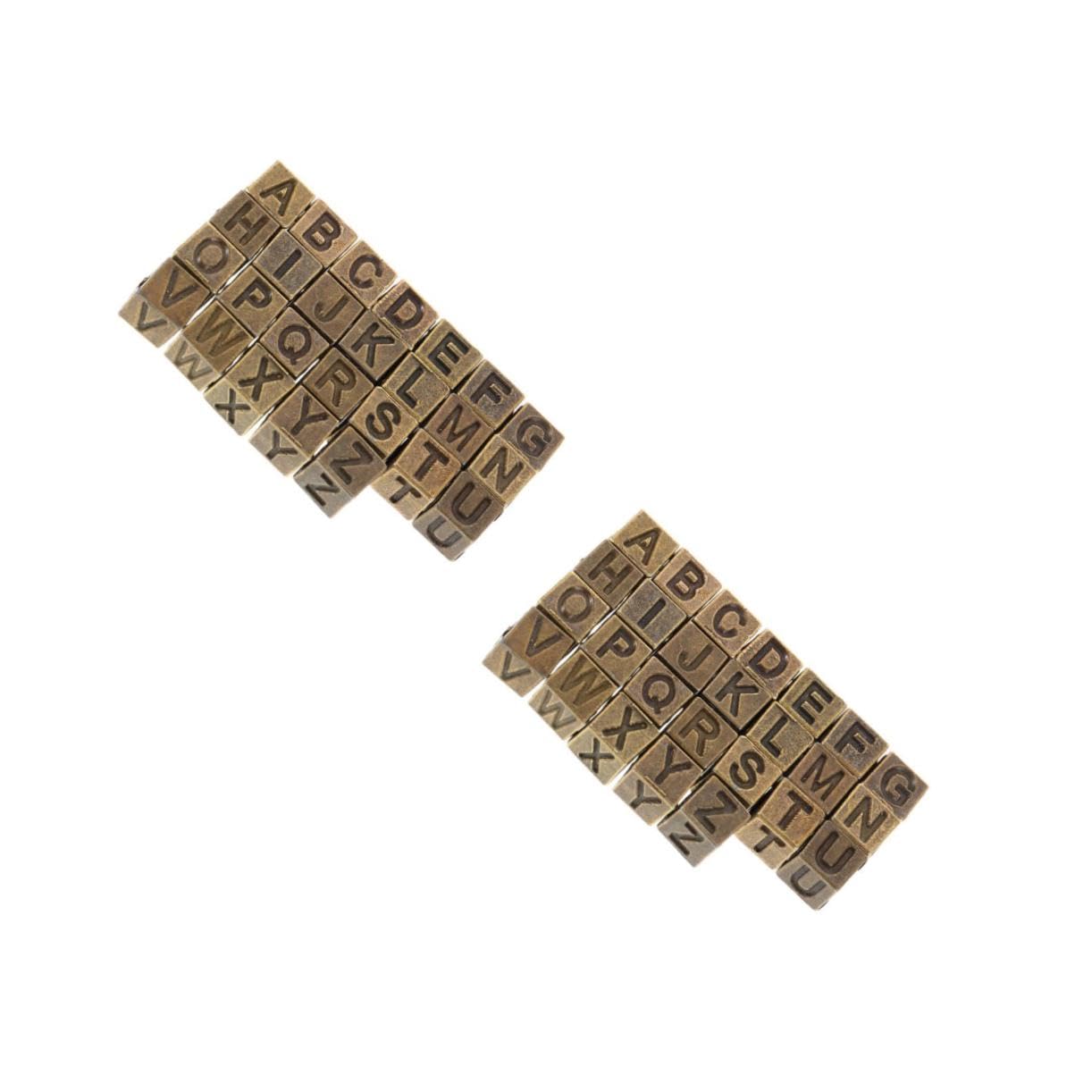 52 Piezas Abalorios de Letras Vintage A-z de Aleación con Gran Agujero para Pulseras Collares y Manualidades DIY