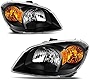 JSBOYAT Headlight Assembly Fit for 2005-2010 Chevy Cobalt 2007-2009 Pontiac G5 2005-2006 Pursuit Passenger and Driver Side, Black Housing & Amber Reflector