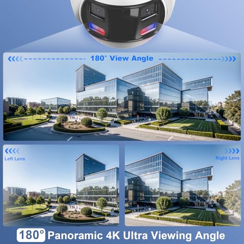 Image of Anpviz 4k 8MP Wired Dual Lens PoE IP Camera, 180 Panoramic Security Camera | Strobe Red & Blue Light and Audio Alarm, Smart Dual Light, Human /Vehicle Detection, 2 Way Audio, IP67 Waterproof