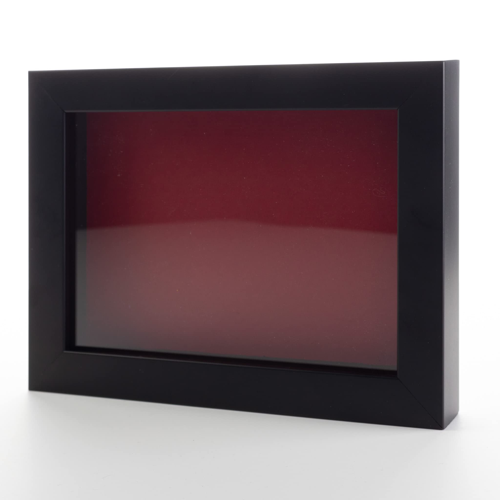 Black 30x30 Large Shadow Box Picture Wooden Frame with Red Acid-Free Backing UV Acrylic & Hanging Hardware - with 3/4