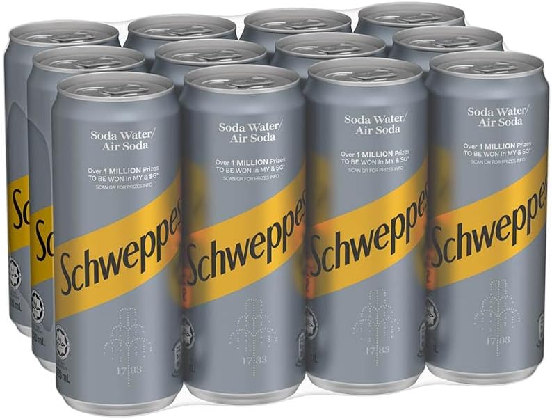 Schweppes Soda Water Air Soda, Each 330ml X 12 Pack Cans