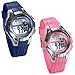 Produktbild JewelryWe 2pcs Kinder Studenten Armbanduhr, Klassische 30M Wasserdicht Digital Sport Uhr mit LED Licht/Alarm Glockenspiel Stoppuhr/Kalender Datum und Tag für Junge Mädchen, Blau Pink